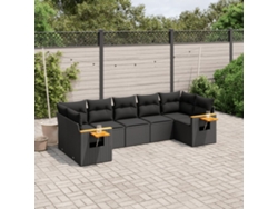 Conjunto de sofá de jardín de 7 piezas con cojines de mimbre negro de DKD Home Decor