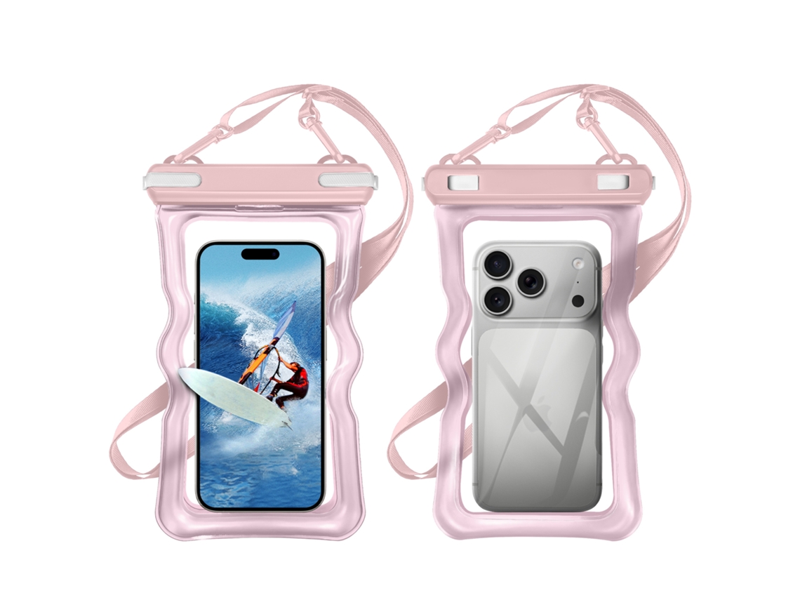 Funda impermeable para teléfono móvil con diseño de airbag ondulado, 1 unidad (rosa translúcido) Czhhmart