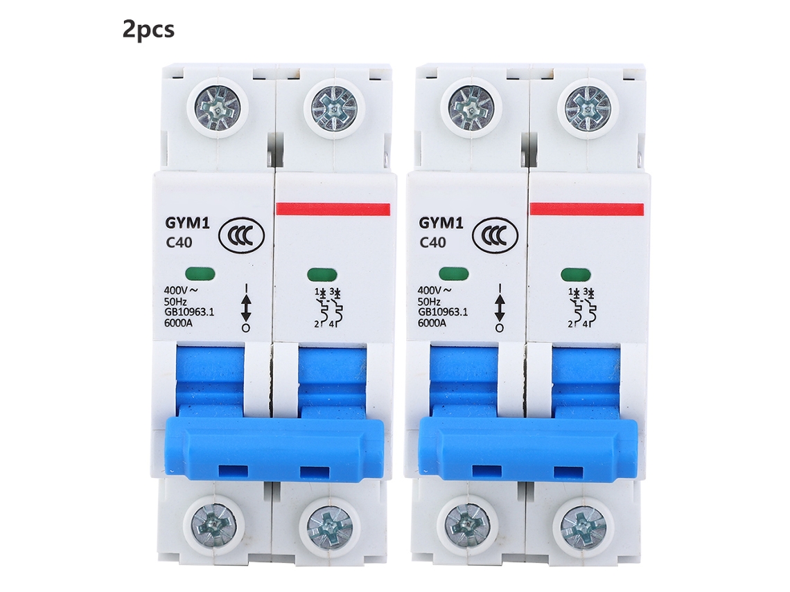 2 Piezas Disyuntor Gym1-dz47s Pequeño 2p 400vac Ip20 Protección De Corriente 40a
