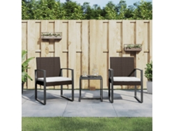 Juego de comedor de jardín con cojines de mimbre PP marrón, Dkd Home Decor