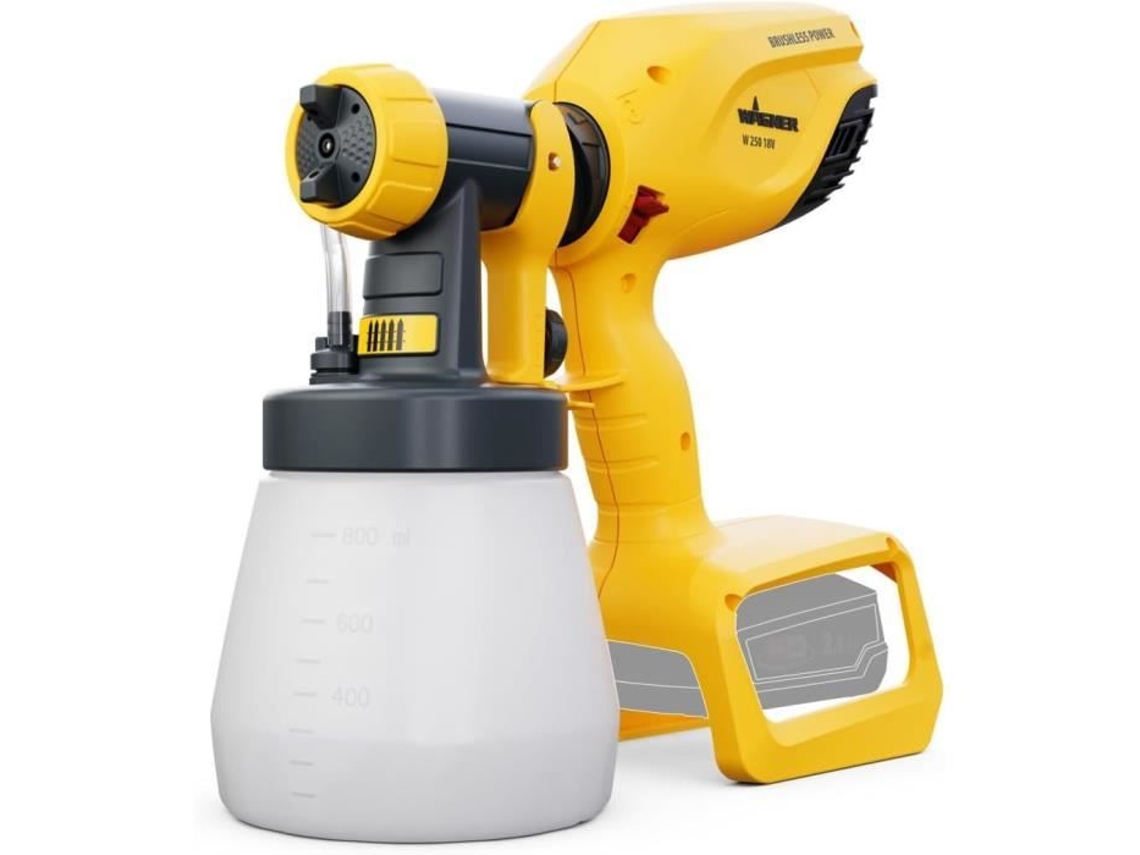Pistola de pintura inalámbrica Wagner de 250 W para madera y metal, 18 V