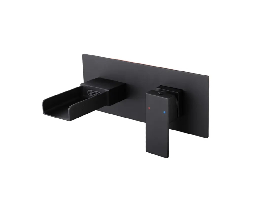Grifo Mural Para Lavabo 007 En Latón Negro, Colección Alphée
