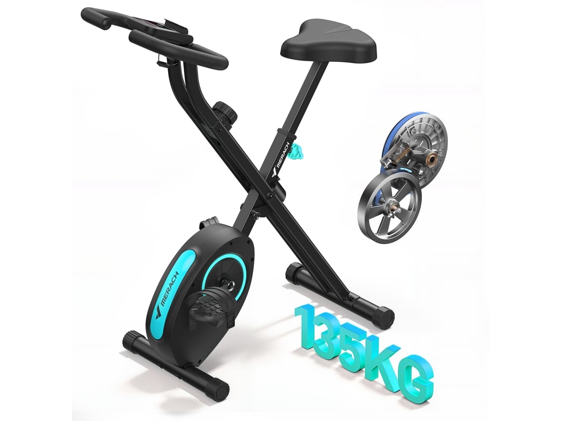 Bicicleta Estática Magnética Plegable MERACH, X-bike, 16 Niveles, Pantalla LCD, Soporte Tablet, Diseño Compacto, Altura Ajustable