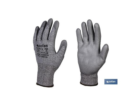 Guante anticorte impregnado pu gris t-10 caja 12 unid.