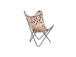Sillon Piel Hierro Rombos Camel 70x70x90cm