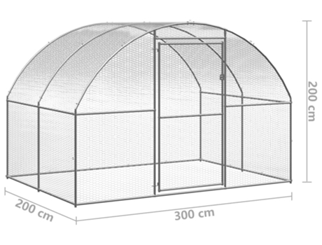 vidaXL Gallinero de exterior de acero galvanizado 3x2x2 m