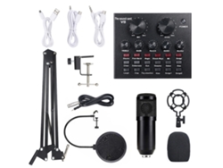Kit de micrófono de condensador con tarjeta de sonido inteligente, micrófono colgante para grabación y transmisión en vivo.