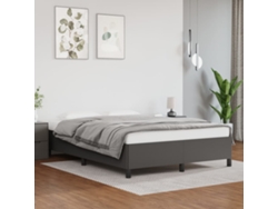Estructura De Cama Sin Colchón Cuero Sintético Gris 140x190 Cm