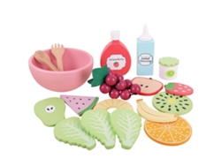 Juguete de cocina de madera para juegos de simulación con comida, frutas y verduras para ensalada. Mdug