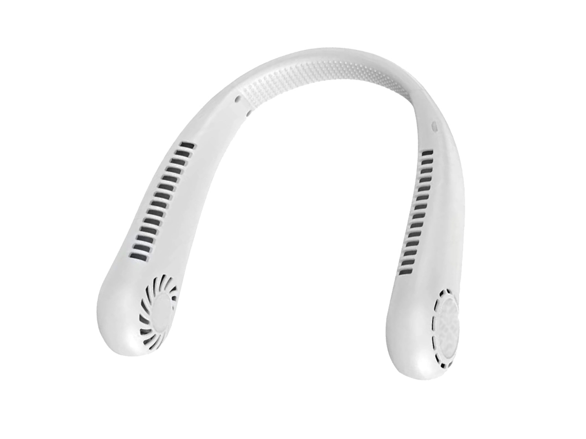 Ventilador de cuello, Ventilador USB ajustable 3 velocidades, ventilador recargable 1200 mAh, manos libres para caminar, deportes, ciclismo - Blanco KLACK