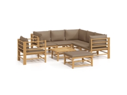 Maison Exclusive - Set De Muebles De Jardín 8 Piezas Bambú Y Cojines Gris Taupé