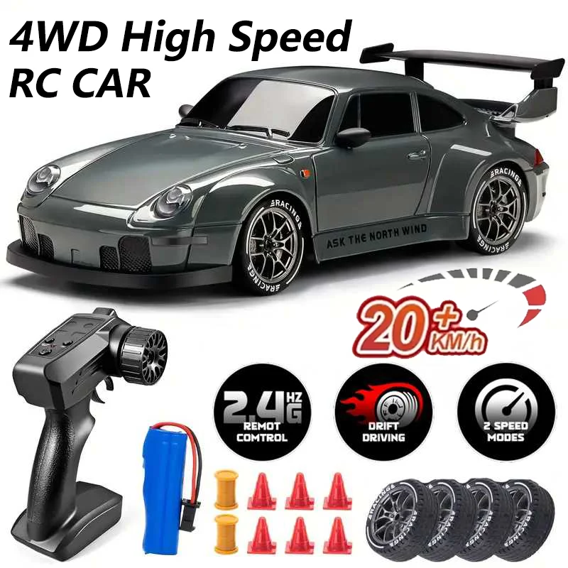 Nuevo coche de derrape RC 4x4 124, miniatura, 2,4 G, alta velocidad, regalo para niños, color blanco. Aeuzwr