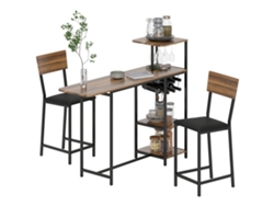 Conjunto Mesa De Bar Industrial Com Adega E 2 Banquetas