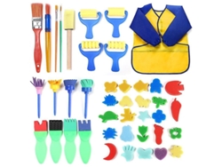 Set De 42 Piezas De Sellos De Esponja Con Pinceles Para Manualidades Infantiles - Diseños Aleatorios Multicolor