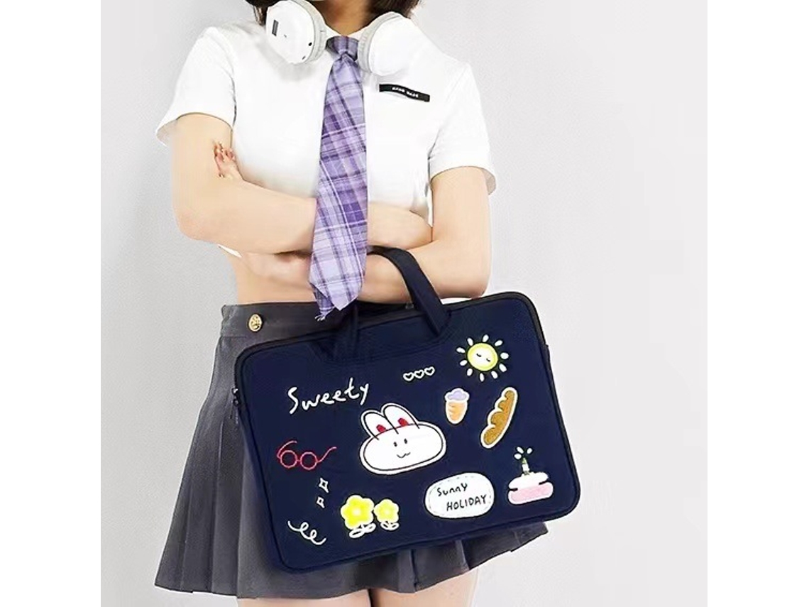 Lindo y dulce bolso de mano con forma de conejo para portátil de 15,6 y 16 pulgadas Chennnls