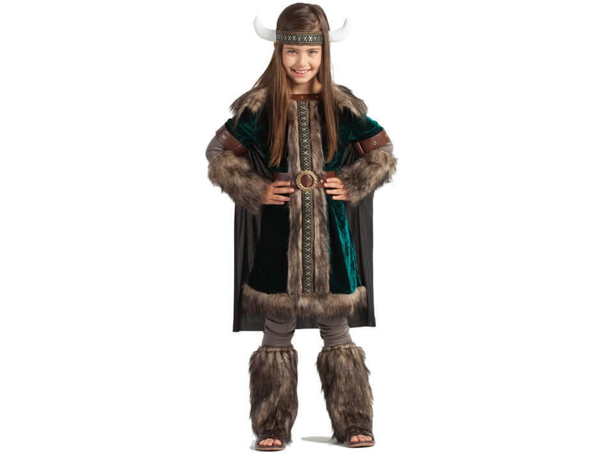 Disfraz de Niña DISFRAZZES Vikinga Verde (Talla: 10 a 12 años)