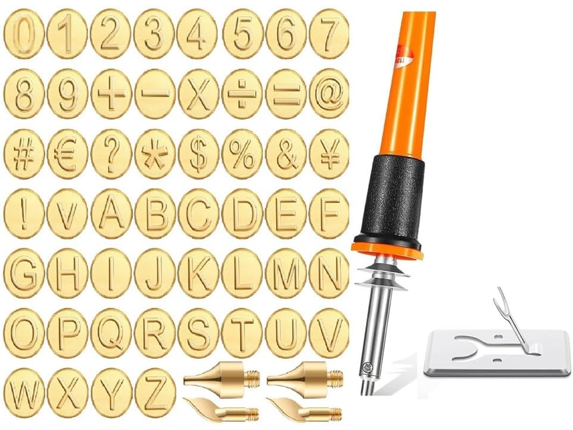 Juego De 56 Brocas Para Leña Con Letras, Símbolos Numéricos Y El Alfabeto.