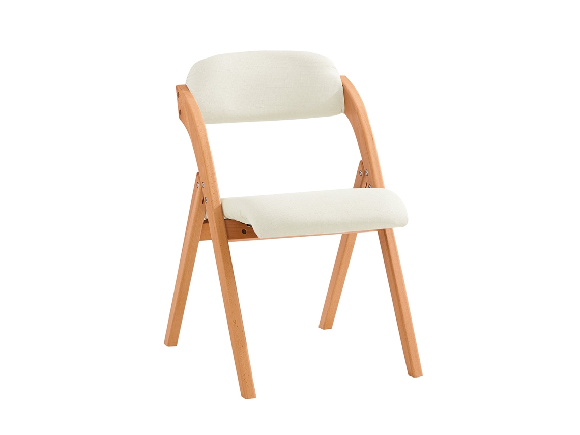 Silla Plegable de Madera con Asiento y Respaldo Tapizado SOBUY FST92-W Blanco 47 x 60 x 77 cm