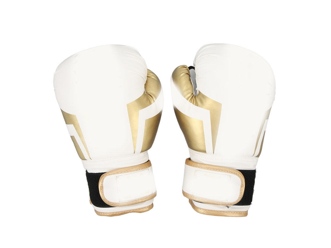 Guantes De Boxeo Inflables Y Transpirables Con Cierre De Gancho Y Ojal Para Entrenamiento De Taekwondo Y Karate - Blanco Y Dorado