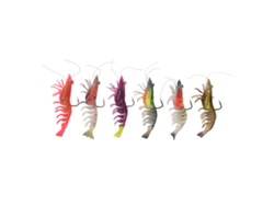Señuelo artificial de camarón, luminoso, 9 cm, con anzuelo resistente.