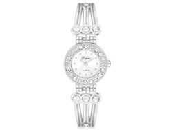 Reloj De Pulsera Analógico De Cuarzo De Lujo Para Mujer Gaiety Con Diamantes De Imitación Dorados Y Correa De Cuero.