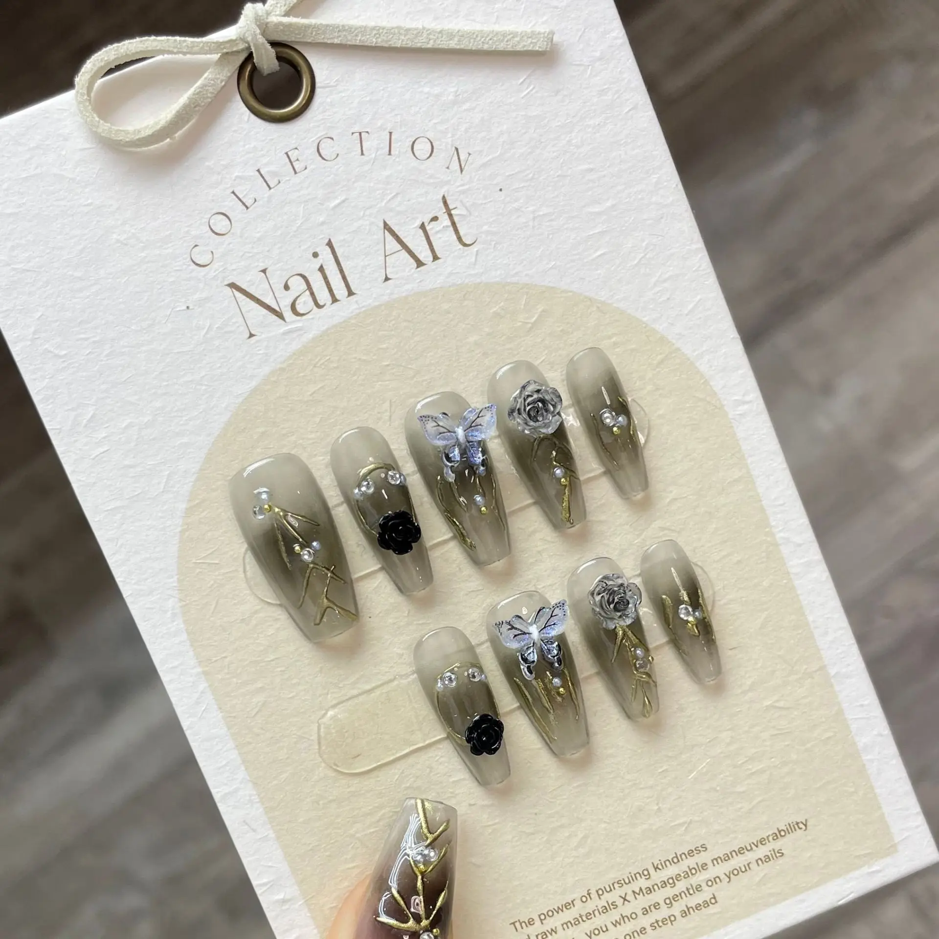 (853-xs) Paquete De 10 Uñas Postizas Largas De Ballet, Tipo Prensado