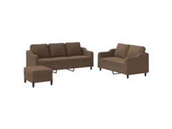 Conjunto de Sofás MAISON EXCLUSIVE (3 peças, castanho) tecido