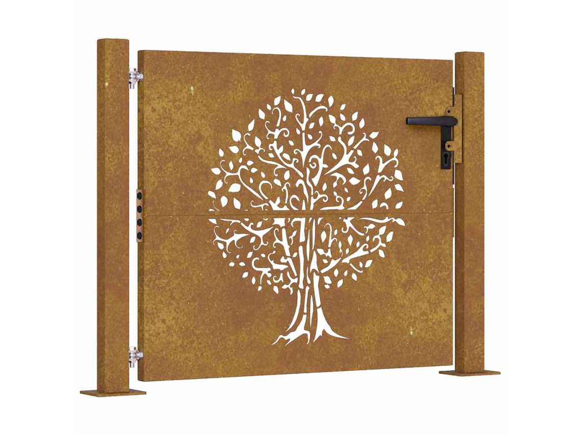 Maison Exclusive - Puerta De Jardín 100x100 Cm De Acero Corten Con Diseño De Árbol