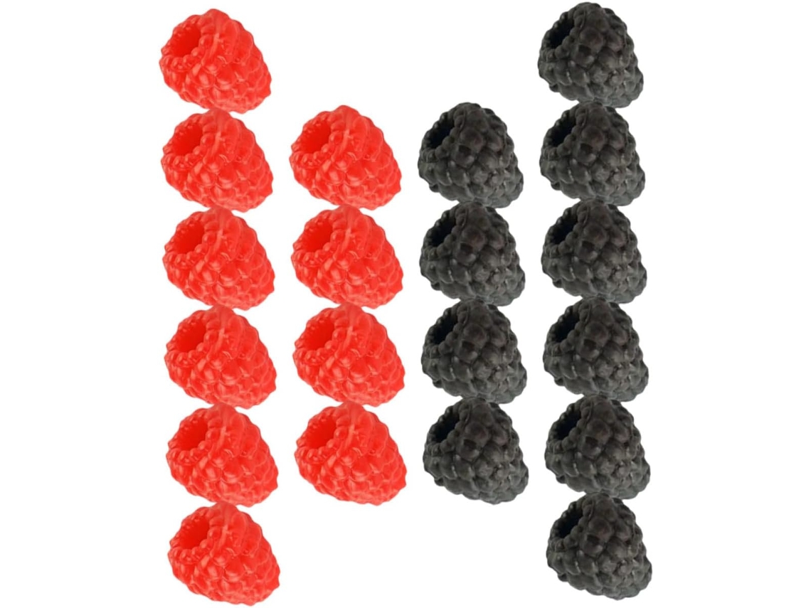 Juego De 20 Frambuesas Artificiales Decorativas, Modelos Simulados, Negras Y Rojas, Accesorio De Decoración.