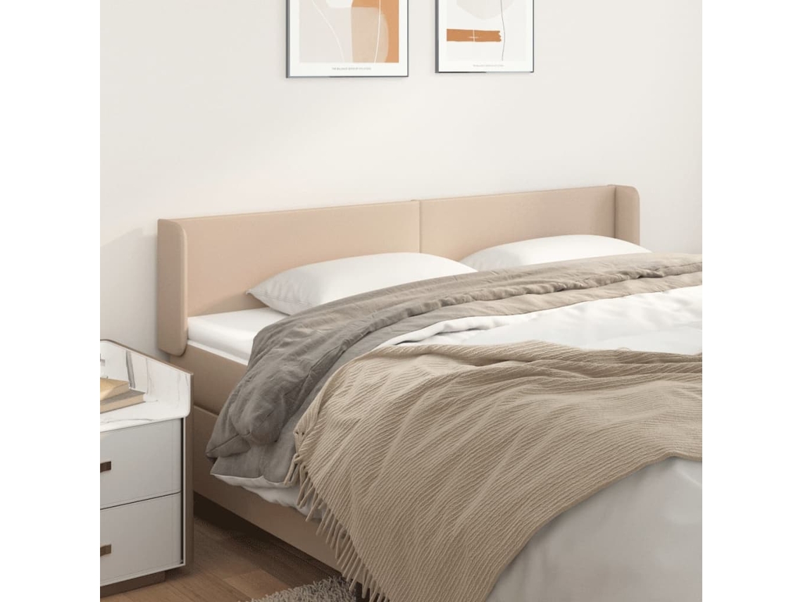 Cabecero De Cuero Sintético Color Capuchino 183x16x78/88 Cm