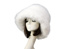 Gorra Pescador De Invierno Para Mujer De Pelo Falso Grande Y Suave Con Protección De Orejas Y Borde Ancho Blanco
