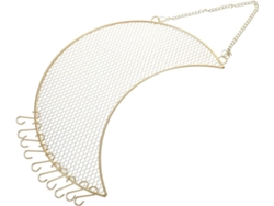 Organizador de joyas de metal dorado para montaje en pared con soporte para pendientes y ganchos multifuncionales, soporte para collares y pulseras - GOKOCO