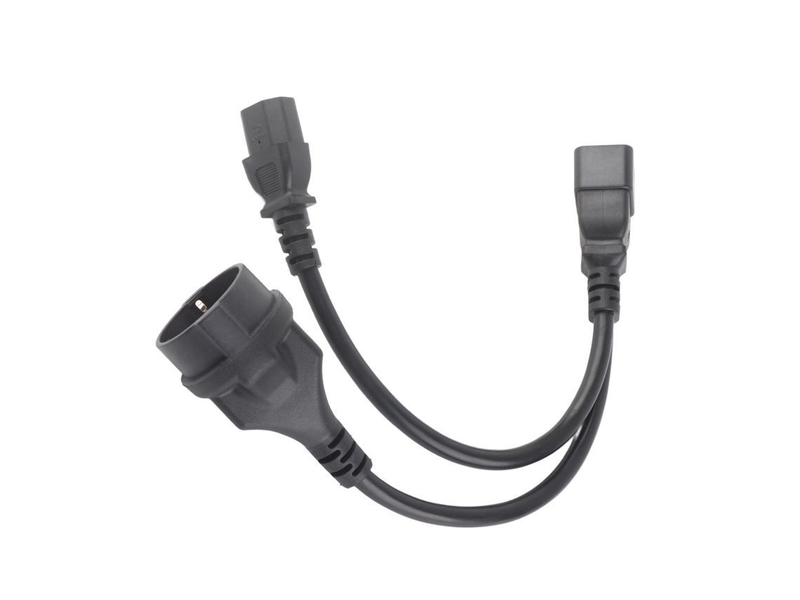 Cable Divisor En Y Iec320 C13 A C20 Con 1 Entrada Y 2 Salidas, Material De Pvc No Combustible, 0,32 M