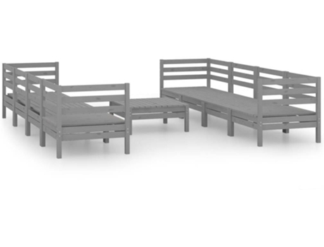 Conjunto 9 de muebles de jardín VIDAXL madera maciza de pino gris