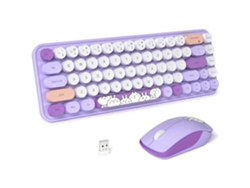 Teclado y ratón inalámbricos silenciosos de 2,4 g (morado), diseño de 68 teclas, funciones multimedia