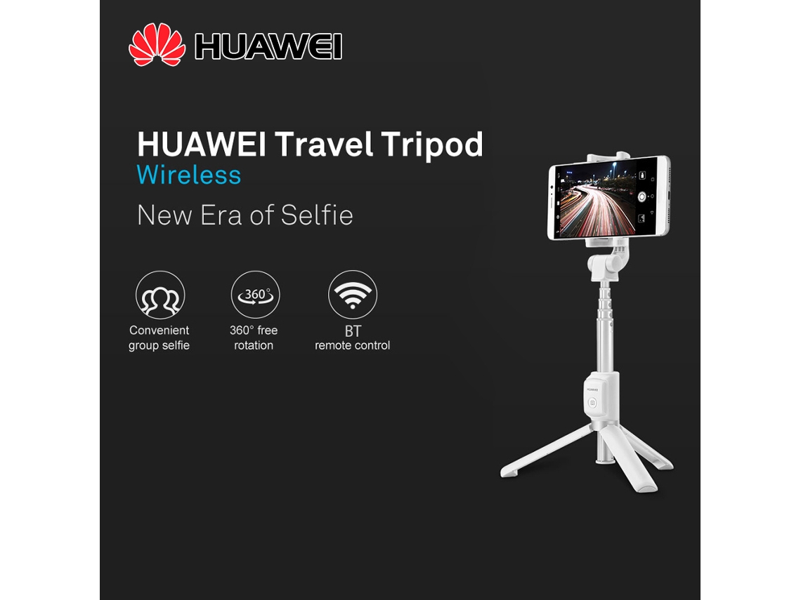 Trípode De Viaje Huawei Con Palo Selfie Extensible De 63,5 Cm, Control Remoto Bluetooth Y Soporte Giratorio De 360°.