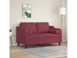 Sofá De 2 Plazas | Sofá De Salón | Sofá De Descanso Con Cojines Tela Rojo Tinto 120 Cm Wsd870511