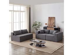 Sofá Modular En L De Pana Con Portavasos Y Chaise Longue Para Interiores