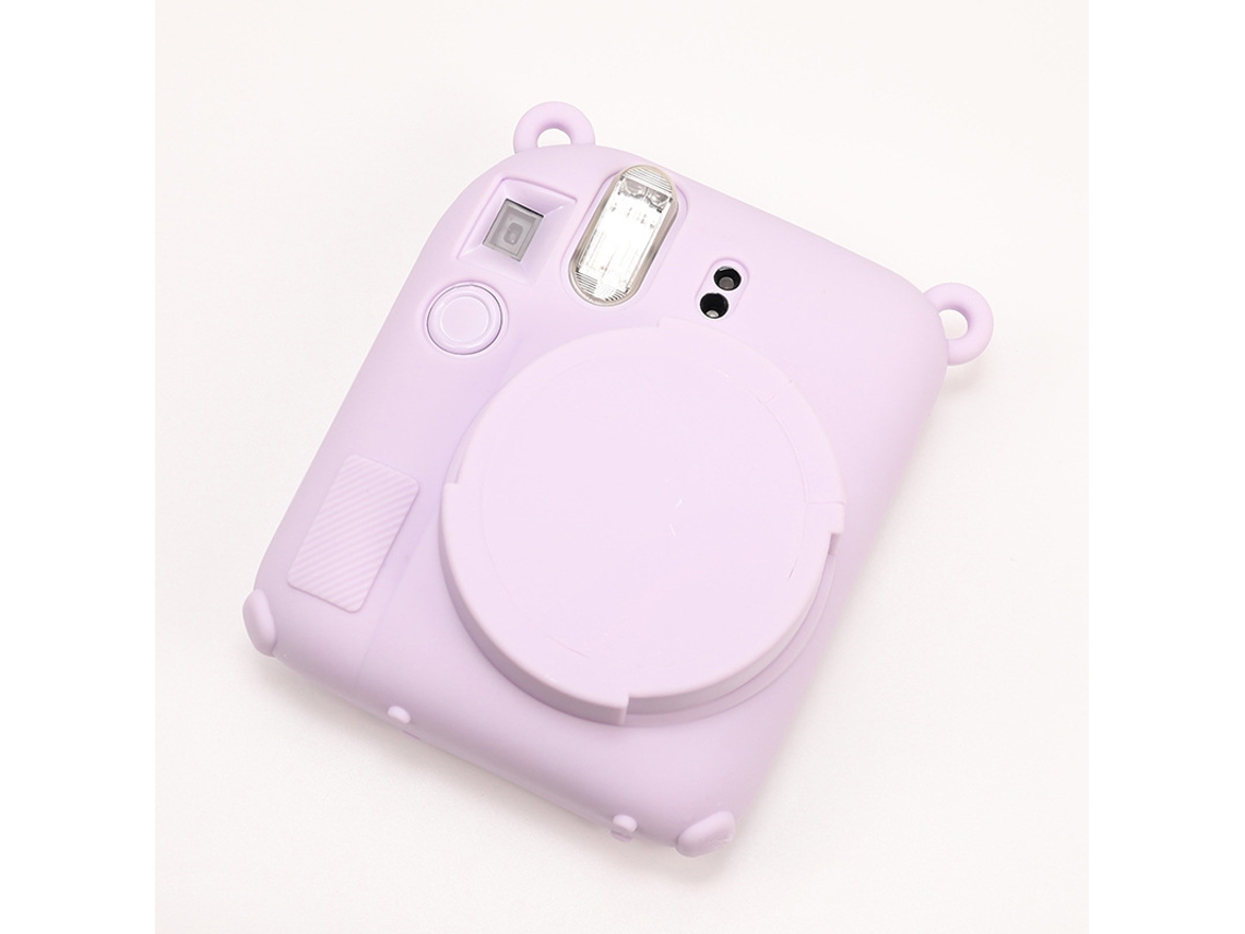 Funda Chrui para Instant Mini 12, cubierta de goma suave con protector de lente extraíble y correa para la muñeca (morado)