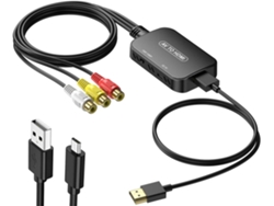Adaptador convertidor RCA AV compuesto CVBS a HDMI de 1080p con cable HDMI incluido. Compatible con PS2/PS3, Xbox, STB, VHS PAL/NTSC. Plug &amp;amp; Play. Yuysan.