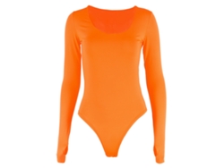 Body Largo Ajustado Y Cómodo Para Mujer, Leotardo De Moda Naranja Para Baile Y Uso Diario.