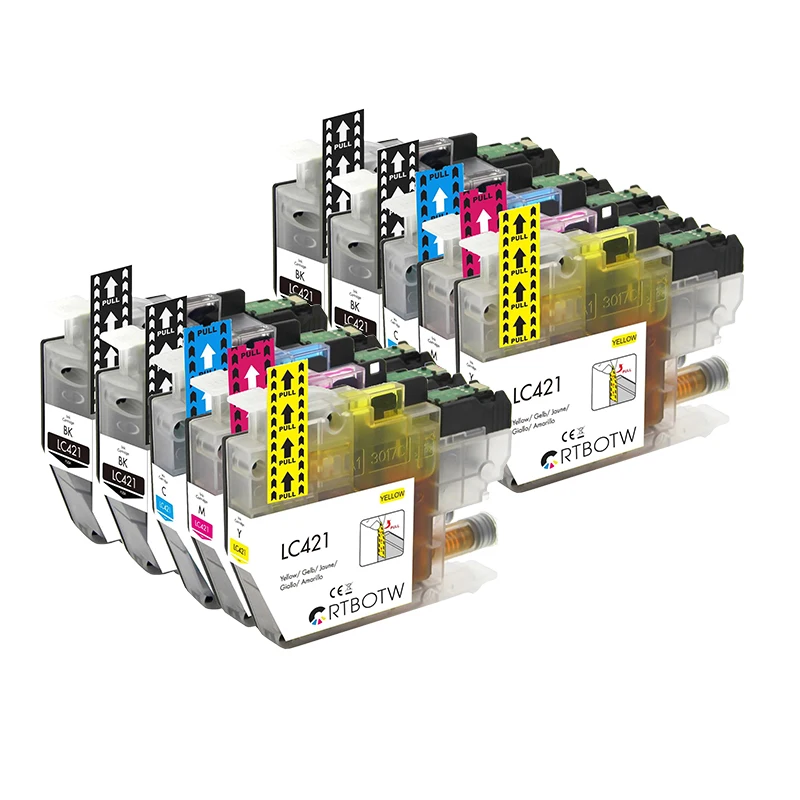 10 Cartuchos De Tinta Compatibles Lc421xl Lc421 421xl Para Impresoras Brother Dcp-j1050dw, Mfc-j1010dw Y Dcp-j1140dw.