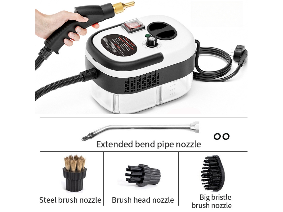 Limpiador a vapor de alta temperatura y alta presión con 6 velocidades, ideal para la limpieza de cocinas y coches (blanco y negro)