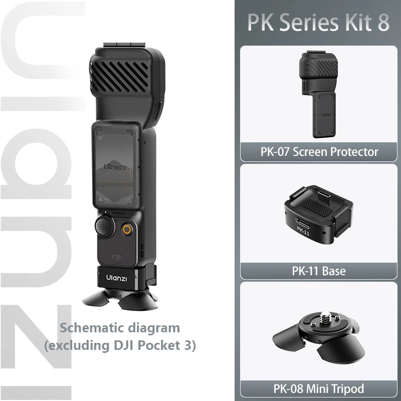 Kit Pk-08 Pk-11 Pk-07 para DJI Osmo Pocket 3, puerto tipo C multifuncional, minitrípode y base Arri, accesorio para vlogs