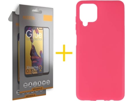 Kit Funda + 2 Protectores de Pantalla Samsung Galaxy M12 ACCETEL Full (Rosa)