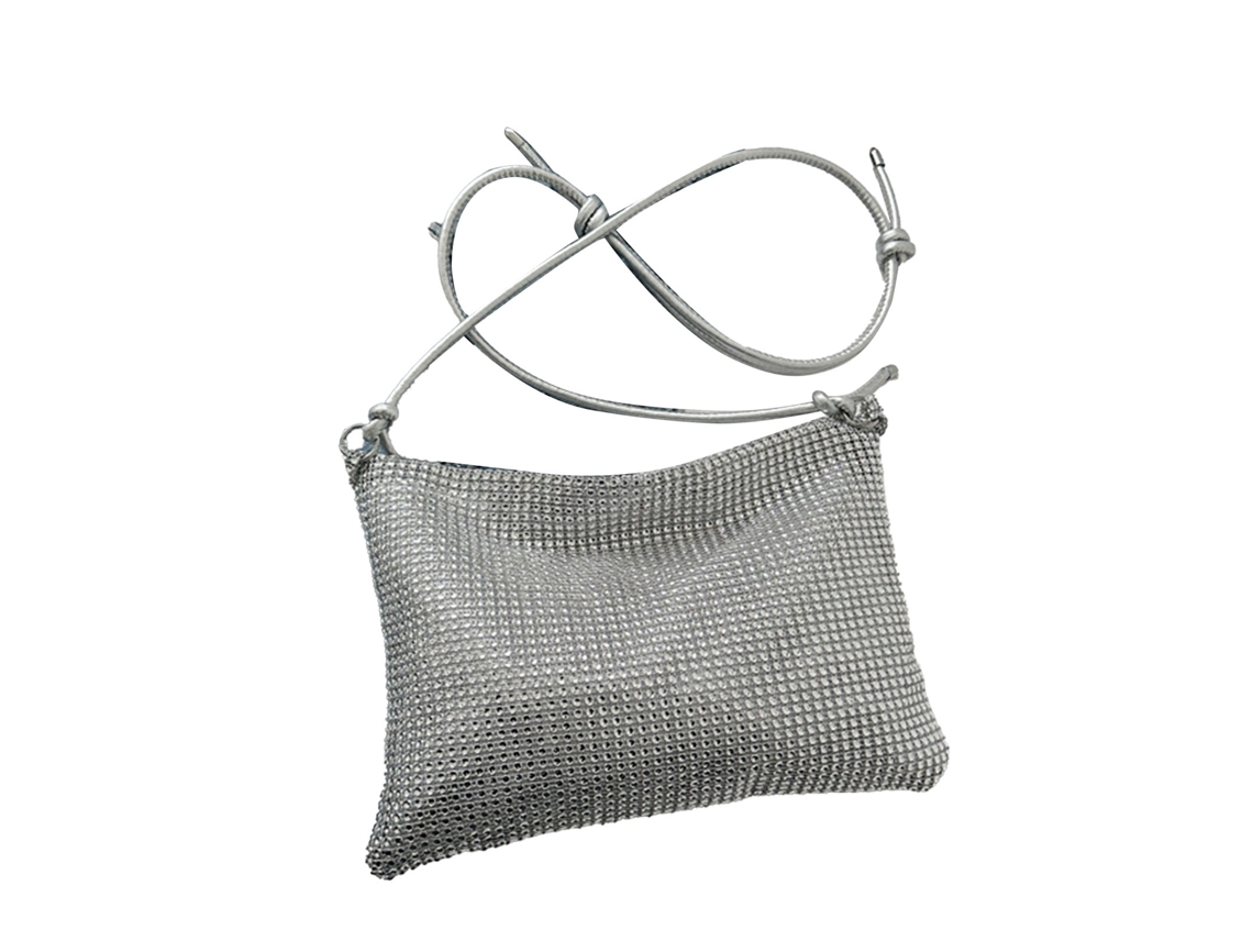 Bolso De Hombro Ajustable De Gran Capacidad Con Pedrería Para Mujer, Ideal Para Uso Diario - Plateado
