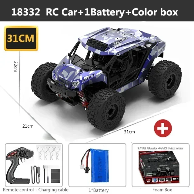 (morado) Coche Todoterreno De Control Remoto 4x4 A Escala 1:18, 40 Km/h, De Alta Velocidad