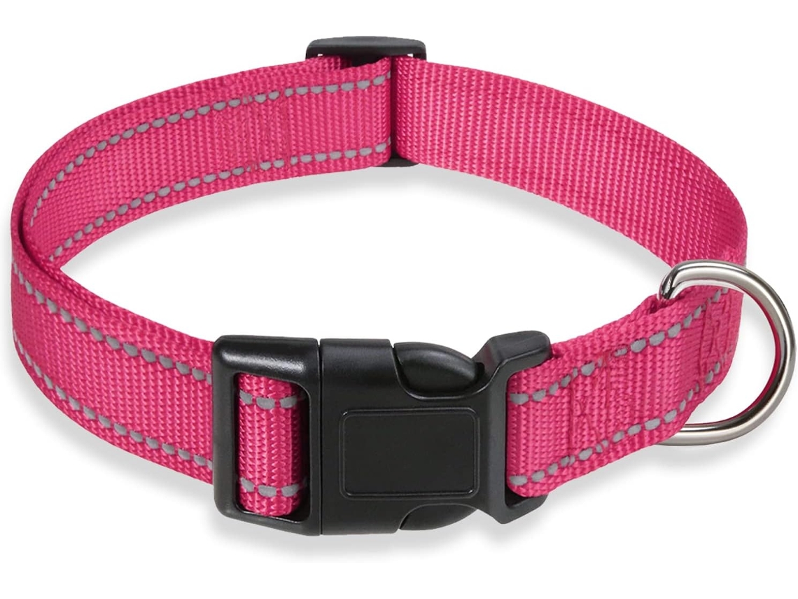 Collar Rosa Reflectante Xs, Tejido Suave Y Transpirable, Ajuste Preciso, Ideal Para Perros De Tamaño Muy Pequeño