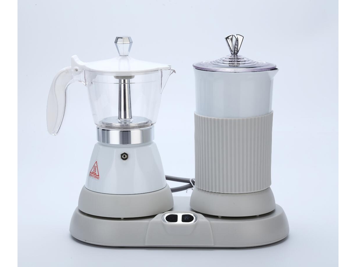 Máquina De Café Espresso Eléctrica Automática Mini Para Casa, Con Espumador De Leche, Cafetera Moka (blanca)