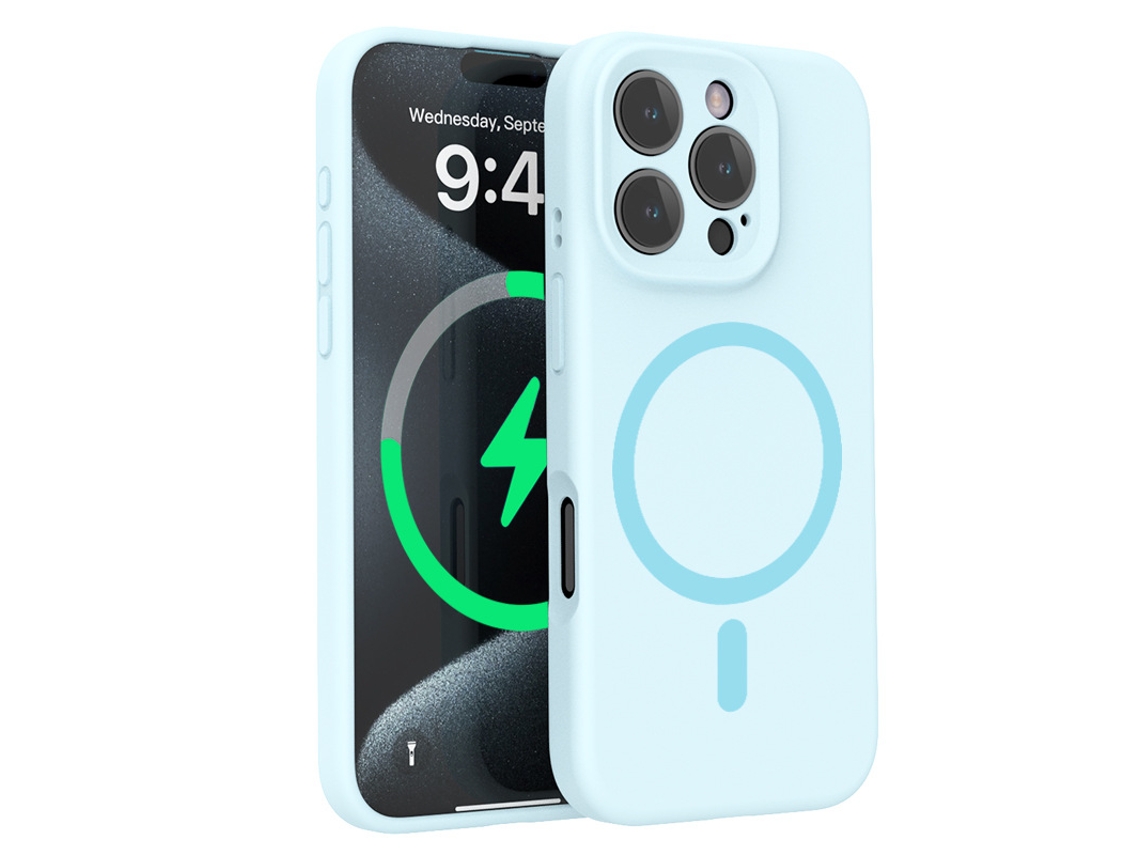 (azul Cielo, Iphone 15) Funda Para Iphone, Silicona Líquida, Protección De Lente, Fuerte Fijación Magnética.
